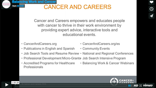 Balancing Work and Cancer,” with Rachel Becker, LMSW