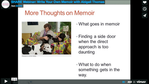 Write Your Own Memoir (Part 1),” with Abigail Thomas