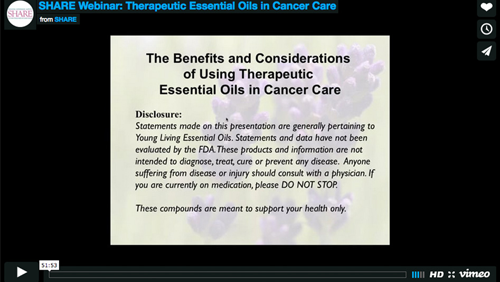 The Benefits of using Therapeutic Essential Oils in Cancer Care,” with Luana DeAngelis